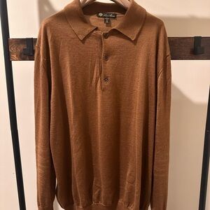 Loro Piana Cashmere Tan Polo Sweater